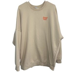 Dutch Bros Men’s XS+MEDIUM Light Tan Oversized Crewneck Sweatshirt DB 1992 CUTE!